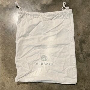 Authentic Versace White Drawstring Logo Pouch